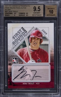 2011 ITG Heroes & Prospects "First Round Picks Autos" Silver #MT Mike Trout Signed Card - BGS GEM MINT 9.5/BGS 10